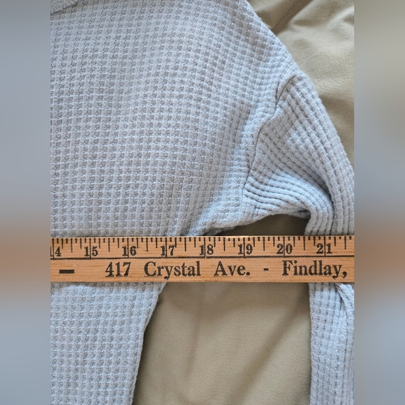 Lucky Brand Light Gray Waffle Knit Off the Shoulder Sweater - Picture 5 of 6